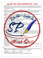 01  394 bài tập TRẮC NGHIỆM ESTE   LIPIT (đáp án) 