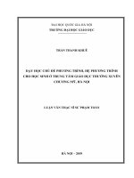 Dạy học chủ đề phương trình, hệ phương trình cho học sinh ở trung tâm giáo dục thường xuyên Chương Mỹ, Hà Nội.