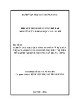 NGHIÊN cứu HIỆU QUẢ TÍNH AN TOÀN và sự CHẤP NHẬN của bảo XUÂN GOLD hỗ TRỢ điều TRỊ  TIỀN mãn KINH tại BỆNH VIỆN PHỤ sản TRUNG ƯƠNG 