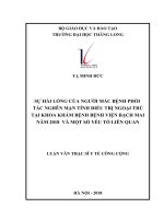 SỰ HÀI LÒNG CỦA NGƯỜI MẮC BỆNH PHỔI TẮC NGHẼN MẠN TÍNH ĐIỀU TRỊ NGOẠI TRÚ TẠI KHOA KHÁM BỆNH BỆNH VIỆN BẠCH MAI NĂM 2018  VÀ MỘT SỐ YẾU TỐ LIÊN QUAN