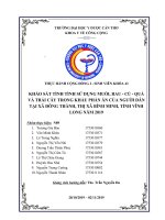 Báo cáo TTCĐ: KHẢO SÁT TÌNH TÌNH SỬ DỤNG MUỐI, RAU - CỦ - QUẢ VÀ TRÁI CÂY TRONG KHẨU PHẦN ĂN CỦA NGƯỜI DÂN TẠI XÃ ĐÔNG THÀNH, THỊ XÃ BÌNH MINH, TỈNH VĨNH LONG NĂM 2019