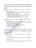 Đáp án đề thi thử THPT của sở