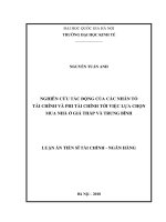 Nghiên cứu tác động của các nhân tố tài chính và phi tài chính tới việc lựa chọn mua nhà ở giá thấp và trung bình