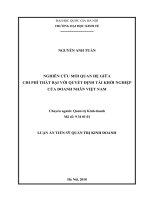 Nghiên cứu mối quan hệ giữa chi phí thất bại với quyết  định tái khởi nghiệp của doanh nhân Việt Nam