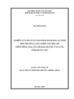 Nghiên cứu đề xuất giải pháp đảm bảo an ninh môi trường làng nghề tái chế chì thôn Đông Mai, xã Chỉ Đạo, huyện Văn Lâm, tỉnh Hưng Yên