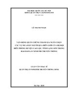 Vận động quần chúng tham gia ngăn chặn các vụ mua bán người qua biên giới của Bộ đội Biên phòng huyện Cao Lộc, tỉnh Lạng Sơn trong bảo đảm An ninh phi truyền thống.