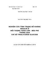 Nghiên cứu tình trạng đề kháng insulin ở đối tượng thừa cân - béo phì thông qua chỉ số Triglycerid glucose (FULL TEXT)