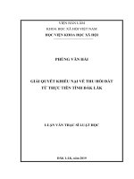 GIẢI QUYẾT KHIẾU nại về THU hồi đất từ THỰC TIỄN TỈNH đắk lăk