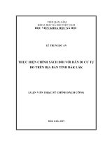 THỰC HIỆN CHÍNH SÁCH đối với dân DI cư tự DO TRÊN địa bàn TỈNH đắk lắk