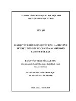 GIẢI QUYẾT KHIẾU KIỆN QUYẾT ĐỊNH HÀNH CHÍNH từ THỰC TIỄN xét xử của tòa án NHÂN dân tại TỈNH đắk lắk