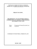 Pháp luật về hợp tác quốc tế trong lĩnh vực tố tụng hình sự ở việt nam hiện nay tt tiếng anh 