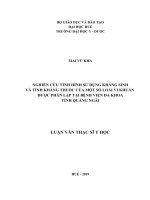 LVThS Nghiên cứu tình hình sử dụng kháng sinh và tính kháng thuốc của một số loài vi khuẩn được phân lập tại Bệnh viện đa khoa tỉnh Quảng Ngãi