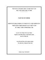 KIỂM SÁT HOẠT ĐỘNG TƯ PHÁP CỦA VIỆN KIỂM SÁT NHÂN DÂN THEO PHÁP LUẬT VIỆT NAM TỪ THỰC TIỄN TỈNH ĐẮK LẮK