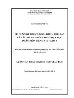 Sử dụng kỹ thuật; KWL, khăn phủ bàn và các mảnh ghép trong dạy học phân môn tiếng việt lớp 8 