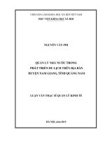 Quản lý nhà nước trong phát triển du lịch trên địa bàn huyện nam giang, tỉnh quảng nam