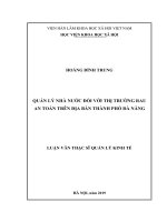 Quản lý nhà nước đối với thị trường rau an toàn trên địa bàn thành phố đà nẵng