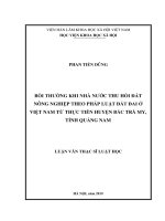 Bồi thường khi nhà nước THĐ nông nghiệp theo pháp luật đất đai ở việt nam từ thực tiễn huyện bắc trà my, tỉnh quảng nam