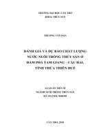 Đánh giá và dự báo chất lượng nước nuôi trồng thủy sản ở đầm phá tam giang – cầu hai, tỉnh thừa thiên huế 