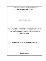 Quản lý nhà nước về quy hoạch sử dụng đất trên địa bàn thị xã điện bàn, tỉnh quảng nam