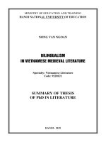 Hiện tượng song ngữ trong văn học trung đại việt nam tóm tắt tiếng anh