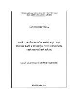 PHÁT TRIỂN NGUỒN NHÂN lực tại TRUNG tâm y tế QUẬN NGŨ HÀNH sơn, THÀNH PHỐ đà NẴNG 