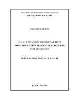 Quản lý nhà nước trong phát triển nông nghiệp trên địa bàn thị xã điện bàn, tỉnh quảng nam