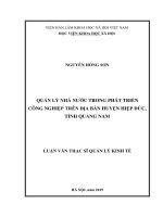 Quản lý nhà nước trong phát triển công nghiệp trên địa bàn huyện hiệp đức, tỉnh quảng nam