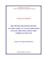 Môi trường thể chế địa phương cấu trúc sở hữu và tỷ suất sinh lợi IPO ngày đầu tiên   bằng chứng thực nghiệm tại việt nam 