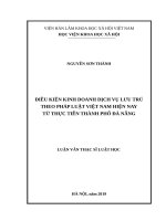 Điều kiện kinh doanh dịch vụ lưu trú theo pháp luật việt nam hiện nay từ thực tiễn thành phố đà nẵng 