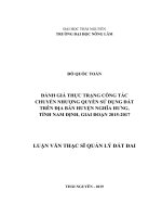 Đánh giá thực trạng công tác chuyển nhượng quyền sử dụng đất trên địa bàn huyện nghĩa hưng, tỉnh nam định, giai đoạn 2015 2017 