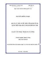 Quản lý nhà nước đối với kinh tế du lịch trên địa bàn thành phố hà nội 