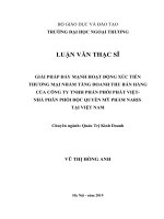 Giai phap day manh hoat dong xuc tien thuong mai nham tang doanh thu ban hang cua cong ty TNHH phan phoi phat viet  nha phan phoi doc quyen my pham naris tai viet nam