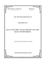 Quản lý nhà nước về giảm nghèo bền vững trên địa bàn tỉnh bình dương 