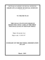 Địa vị pháp lý của thẩm phán trong giải quyết vụ án dân sự sơ thẩm ở việt nam hiện nay tt tieng anh 