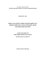 Nâng cao chất lượng nguồn nhân lực trong lĩnh vực cung cấp nước sạch tại tỉnh thái nguyên 