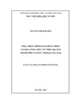 Thực hiện chính sách phát triển cán bộ, công chức nữ trên địa bàn thành phố tam kỳ, tỉnh quảng nam 