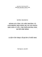Đánh giá công tác bồi thường và giải phóng mặt bằng dự án xây dựng khu dân cư số 2, thị trấn hương sơn, huyện phú bình 