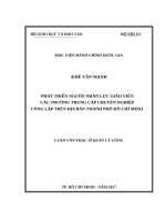 Phát triển nguồn nhân lực giáo viên các trường trung cấp chuyên nghiệp công lập trên địa bàn tp HCM 