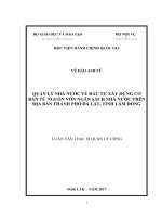 Quản lý nhà nước về đầu tư xây dựng cơ bản từ nguồn vốn ngân sách nhà nước trên địa bàn thành phố đà lạt, tỉnh lâm đồng 