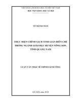 Thực hiện chính sách tinh giản biên chế trong ngành giáo dục huyện nông sơn, tỉnh quảng nam