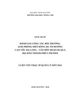Đánh giá công tác bồi thường giải phóng mặt bằng dự án đường cao tốc hạ long   vân đồn đoạn đi qua địa bàn thành phố cẩm phả 