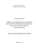 Nghiên cứu sự biến động các loại hình sử dụng đất nông nghiệp trên địa bàn huyện phú lương, tỉnh thái nguyên giai đoạn 2014 2017 