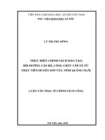 Thực hiện chính sách đào tạo, bồi dưỡng cán bộ, công chức cấp xã từ thực tiễn huyện sơn tây, tỉnh quảng ngãi 