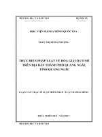 THỰC HIỆN PHÁP LUẬT về hòa GIẢI ở cơ sở TRÊN địa bàn THÀNH PHỐ QUẢNG NGÃI, TỈNH QUẢNG NGÃI 