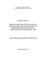 Đánh giá hiệu quả công tác đấu giá quyền sử dụng đất của một số dự án trên địa bàn huyện giao thủy, tỉnh nam định, giai đoạn 2015 2018 