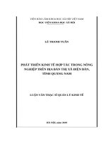 PHÁT TRIỂN KINH tế hợp tác TRONG NÔNG NGHIỆP TRÊN địa bàn THỊ xã điện bàn, TỈNH QUẢNG NAM 