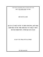 Quản lý nhà nước về bồi thường, hỗ trợ khi nhà nước thu hồi đất từ thực tiễn huyện hiệp đức, tỉnh quảng nam