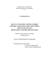 Quản lý giáo dục hướng nghiệp cho học sinh trung học phổ thông tỉnh tuyên quang trong bối cảnh đổi mới giáo dục