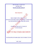 Hoàn thiện công tác quản lý chi ngân sách nhà nước về giáo dục và đào tạo tại thành phố mỹ tho, tỉnh tiền giang 