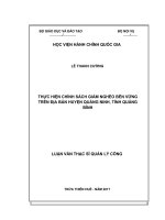 THỰC HIỆN CHÍNH SÁCH GIẢM NGHÈO bền VỮNG TRÊN địa bàn HUYỆN QUẢNG NINH, TỈNH QUẢNG BÌNH 